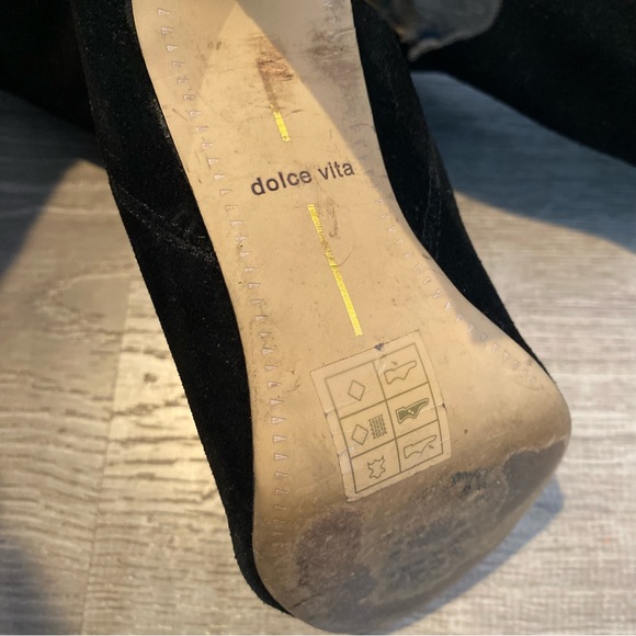 Dolce Vita Black Suede Over the Knee Boots sz 7.5 heel damage - Picture 5 of 6